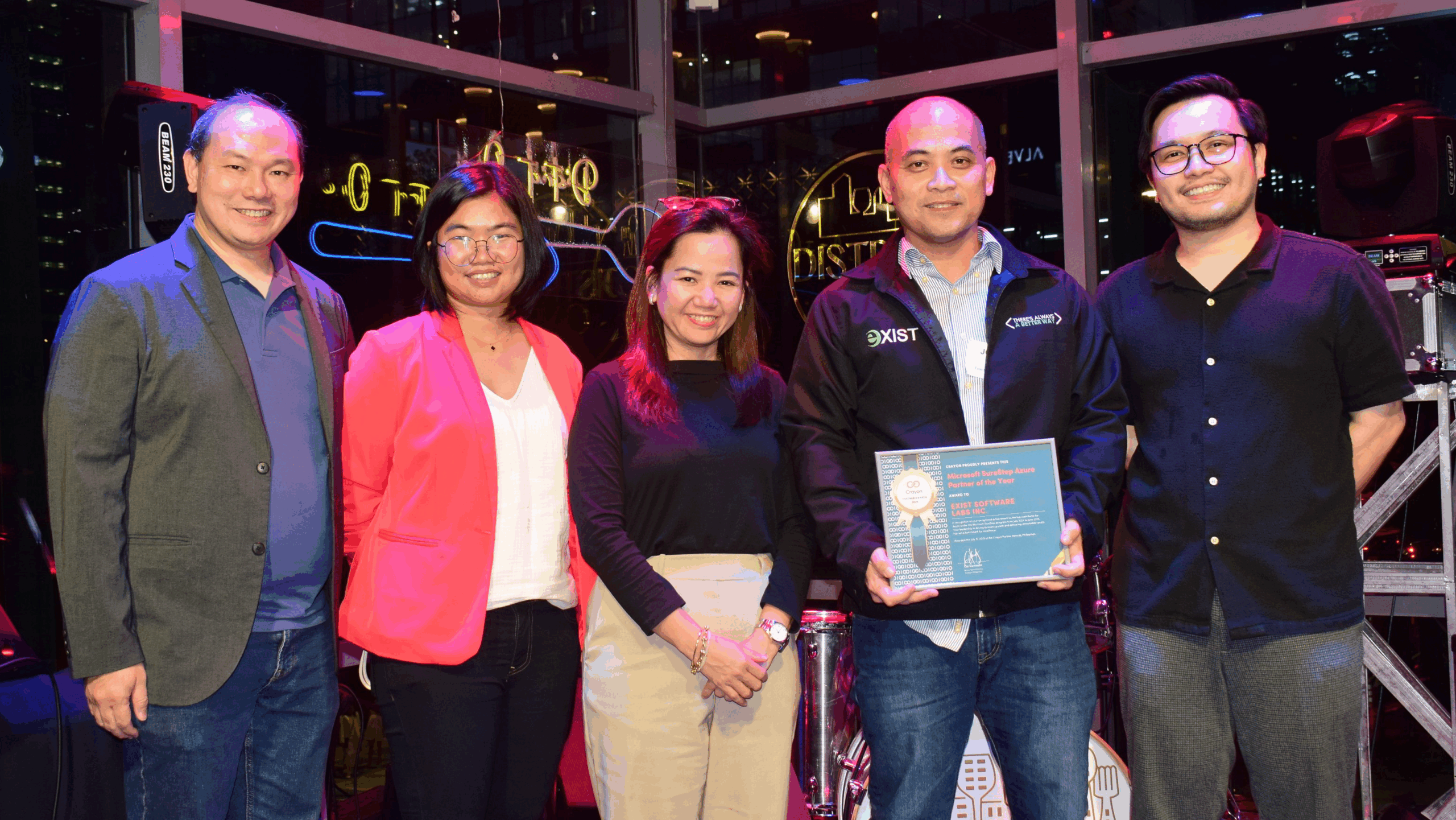 Exist Software Labs with Microsoft Philippines and Crayon Philippines representatives at the 2025 Crayon Partner Awards