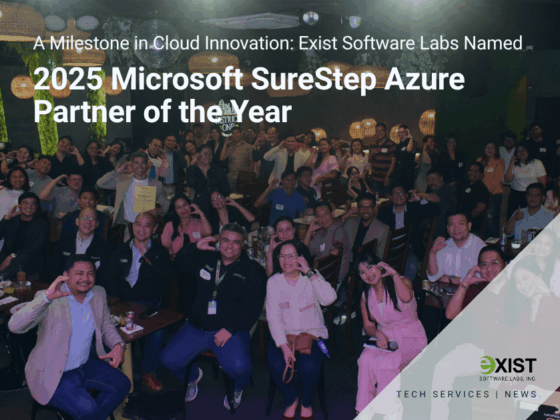 Group picture of partners of Crayon Philippines at the Crayon Partner Awards 2025 with text Azure Excellence Recognized: Exist Software Labs Named 2025 Microsoft SureStep Azure Partner of the Year